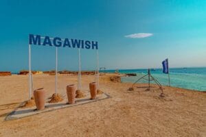 Magawish Island Hurghada crystal clear water and sandbar private boat.