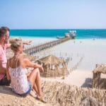 Orange Bay Island Hurghada private boat trip and wooden swings