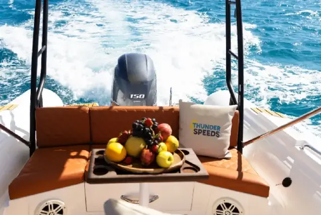 Luxury boat interior in Hurghada featuring private bot hurghada branded pillow