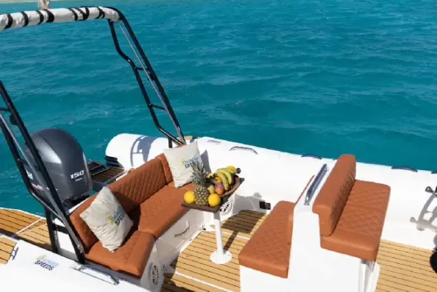Luxury front seating area (bow) of a private boat in Hurghada