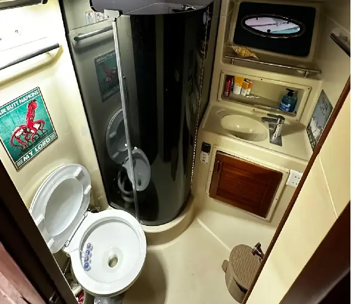 Clean private bathroom onboard luxury yacht charter Hurghada